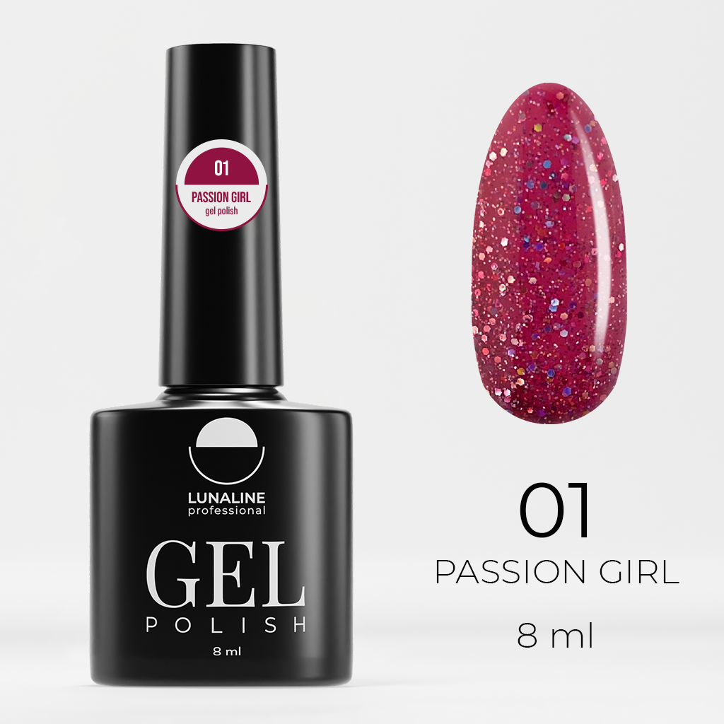 IE Saryozden Almira Fanilevna LunaLine Passion Girl collection color basecoat shiny nail polish UV gel set LED gel polish rubber base coat gel