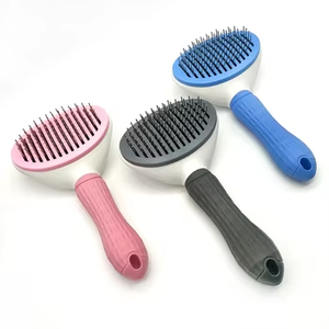 Manufacturer Pet Slicker Grooming Fur Pet Brush Self cleaning Base Comb Cat Dog Brush