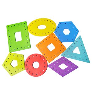 Montessori Teaching Aids Wooden Threading Toys Baby Toys Wooden Shape Puzzle 3d Geometric Threading Board Toys