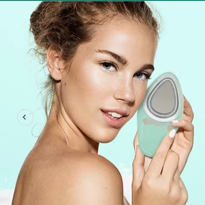 Dual-sided silicone vibration facial cleansing brush electric Ems wrinkle removal face massager multi-funtional Led facial brush