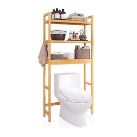 FREE SAMPLE 3 Tier Bathroom Storage Shelf for Toilet Bamboo Organizer Rack Free Standing Adjustable Bathroom Shelves