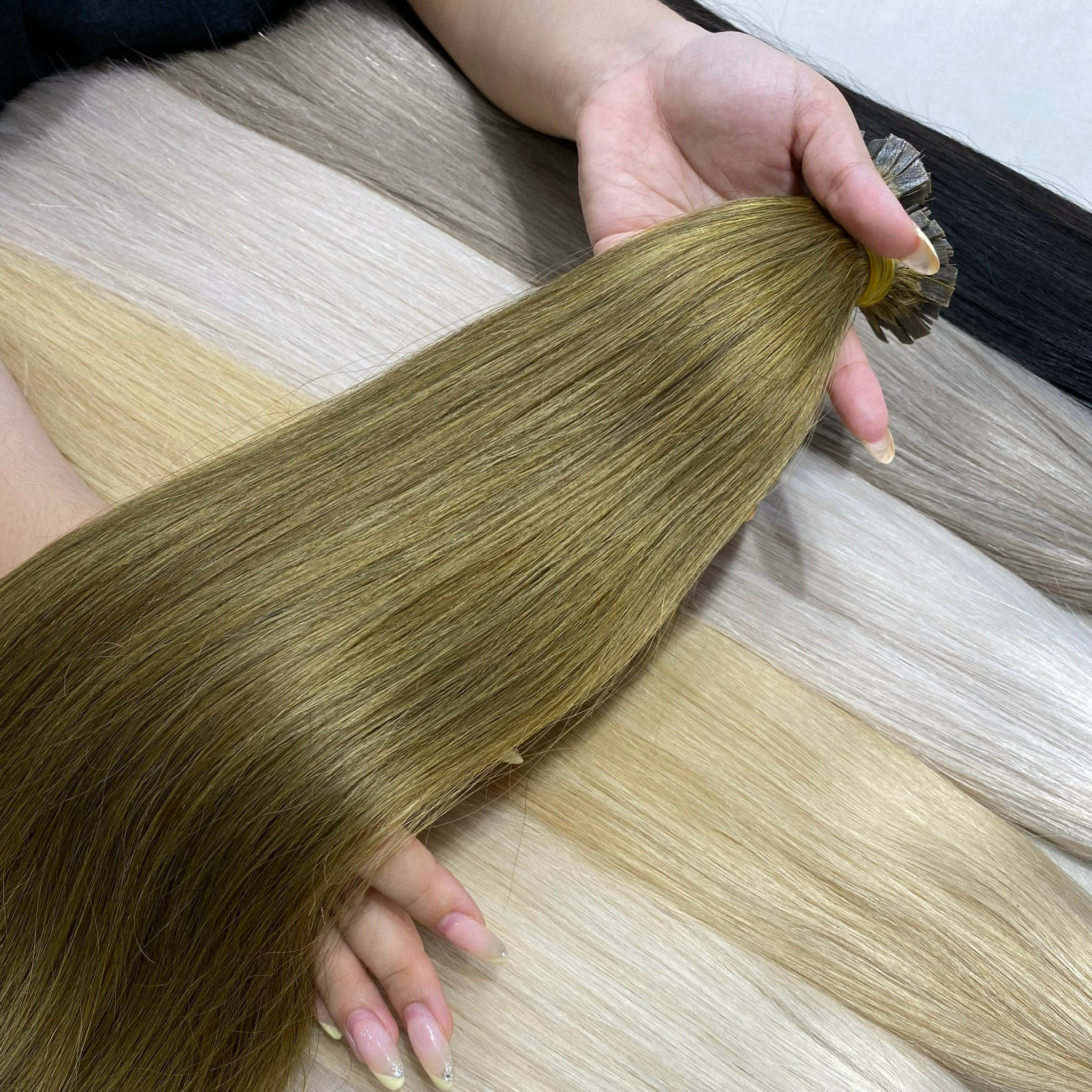 HERES TRADE PRODUCTION JOINT STOCK COMPANY Wholesale High Quality 100% Human Hair Extensions Long-Lasting Cuticle Aligned Length Customizable Water Wave Style Flat Tip