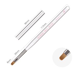 BW6-13 Hot Selling Gel Round Brush with Clear Resin Handle PET Nylon Hair Nail Brush for Beauty Transparent Print OEM