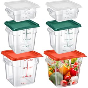 Food Storage Container with Lids Set Square Clear Commercial Containers with Scales Handles for Home Restaurant Kitchen