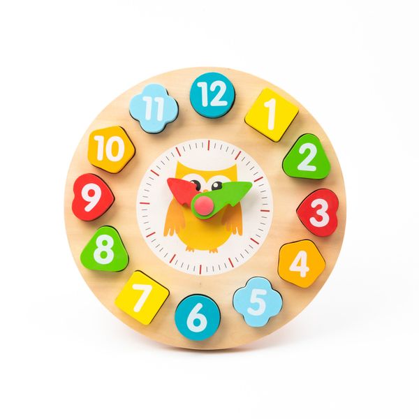 COMMIKI Kids Montessori Wooden Toy Intelligent Building Block Cognitive Education Toys Digital Clock Jigsaw Puzzles