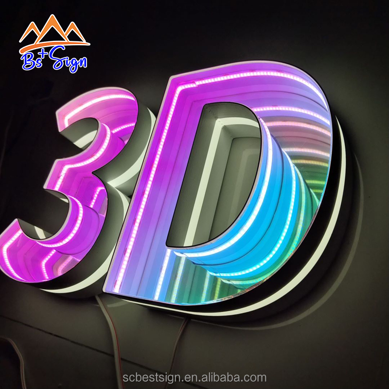 Sichuan Best Sign Manufacturing Co., Ltd. BS+ Custom 3D Letters Infinity Mirror Signage Eye-Catching LED Channel Letter Bar Club Business Outdoor LED Letters