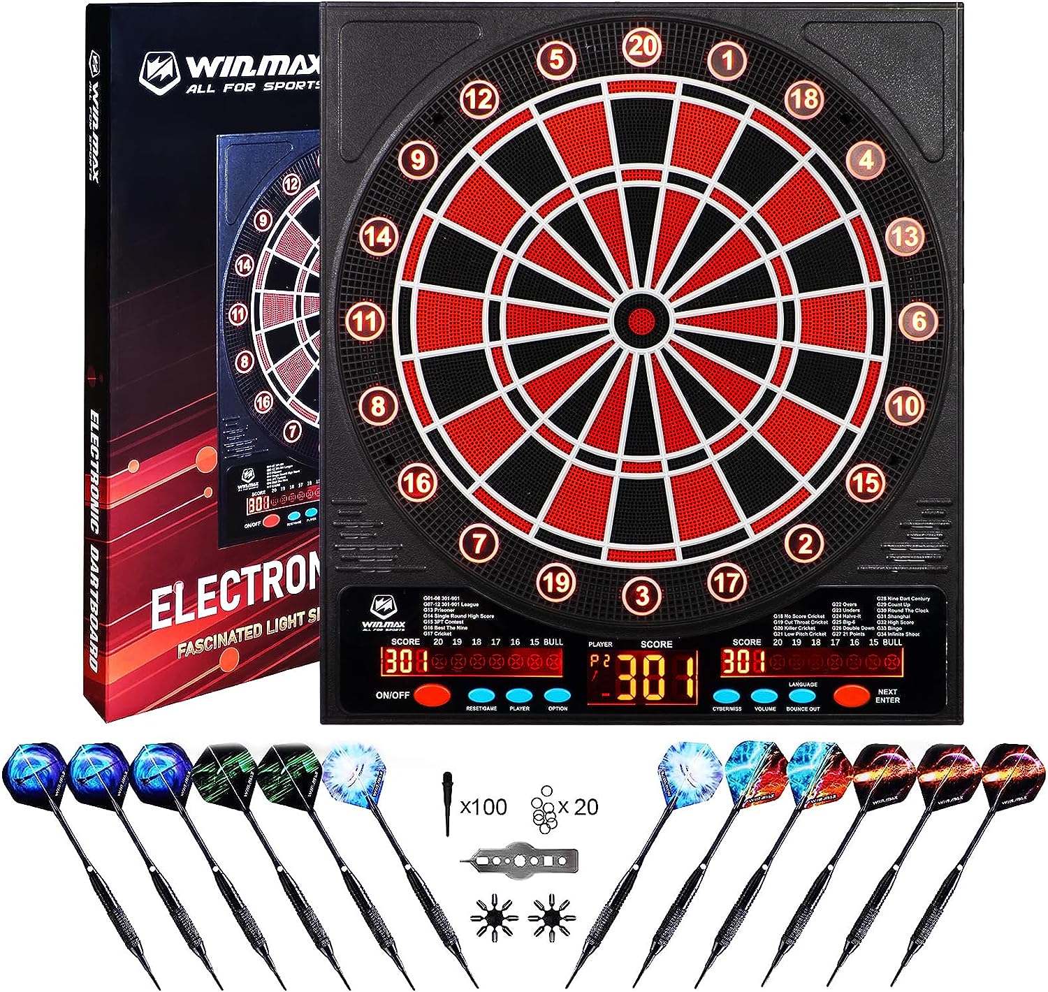Win.max Electronic Dart Board sets with Automatic scoreboard led display board games for adults