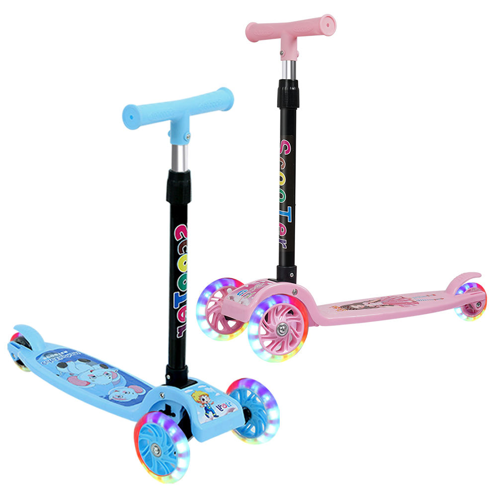 He' Nan Juershang Trading Co., Ltd. Extra-Wide Board Children's Scooter Adjustable Height Light Up 3 Wheels Foldable Kick Scooters For Kids Toddlers 3-6 Years Old