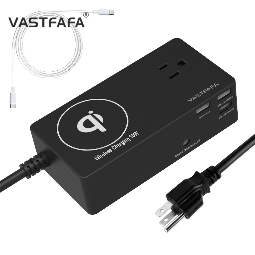 Vastfafa Best Seller Us Plug 2 Usb 1 Type C Ports  Fast Smart Plug Qi With 1 Ac Outlet Power Strip Extension Socket