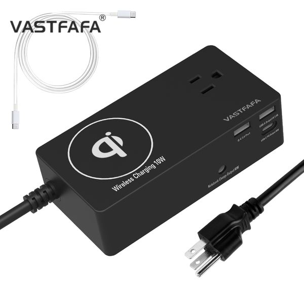 Vastfafa Best Seller Us Plug 2 Usb 1 Type C Ports  Fast Smart Plug Qi With 1 Ac Outlet Power Strip Extension Socket