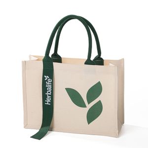 Promotional Cotton Canvas Shopping Tote Bags With Custom Print Logo Natural Color Shop Bag Cotton