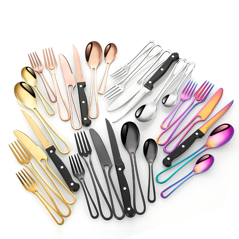 2024 New Arrival Cutlery Set Stainless Steel Hollowed Tableware Set Knife Fork And Spoon Set For Home Wedding Camping