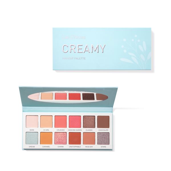 Las Chicas Wholesale 12 Colors Makeup Palette Vegan Pigmented High Quality Glitter Eyeshadow Palette