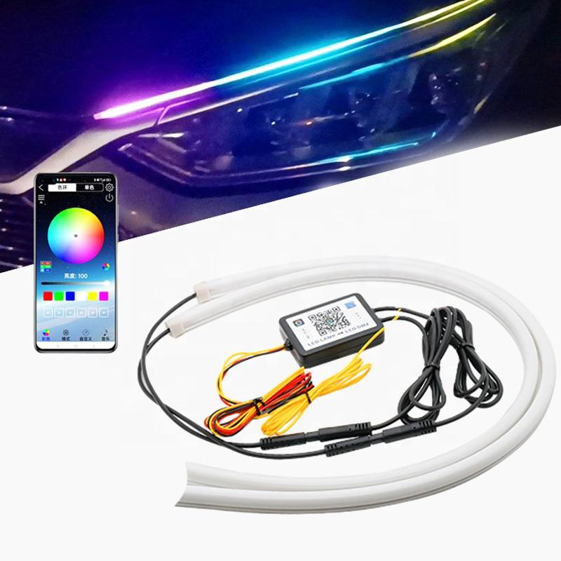 Guangzhou Kelenate Car Accessories Co., Limited APP Car Daytime Running Light Turn Signal Brake Flow Multi-mode Magic Color Flow Light RGB Guide Light Bar Led Headlight Strip