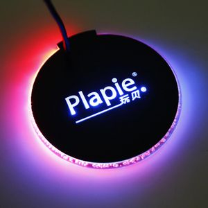 Customized Cups Flashing Mat Bar Bottle Coaster Party decoration Light Up Drink Sticker Led Coaster Wholesale