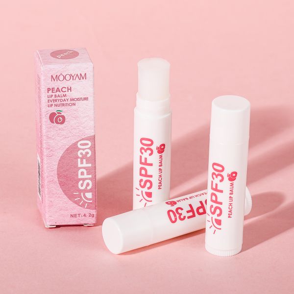 Organic Natural Portable Prevents Dry Moisturizing Cracking Lipstick Fruit Flavor Sunscreen SPF 30 Peach Lip Balm