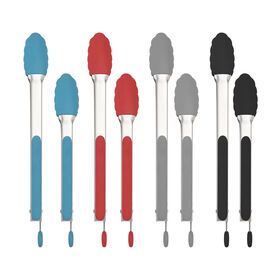 Wholesale Kitchen Gadgets Party BBQ Cooking Clip Tool Set LFGB Silicone Food Tong with Stainless Steel Handle