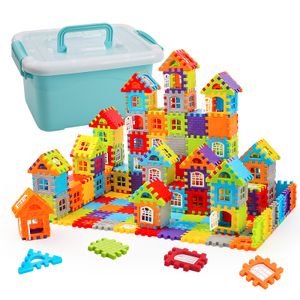 100pcs colored DIY educational wholesale plastic building block sets for kid in Storage box puzzle toy large particles