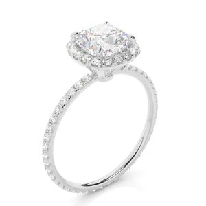Made in India Customizable OEM White Gold Halo Design Real Diamond Women Ring for Wedding Party Wear at Best Competitive Price