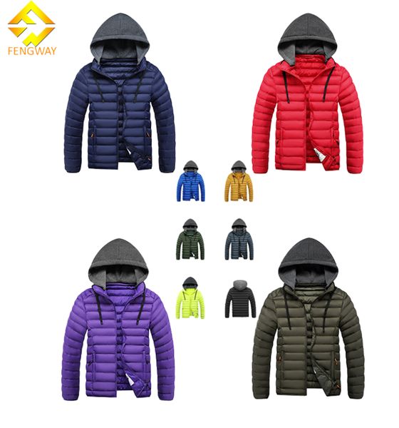 Wholesale Puff Jacket Men Custom Logo Nylon Fabric Hooded Winter Bubble Coat Plus Size Men Jacket