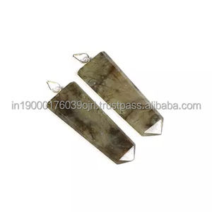 wholesale cheap factory price crystals healing stones pink labradorite faceted pencil point gemstone jewelry pendant necklace
