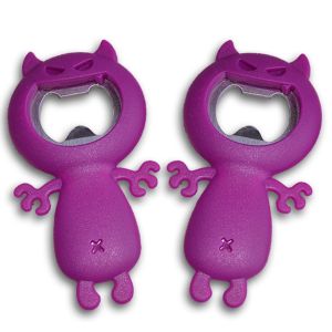 Portable Bat Shaped Kitchen Utensil Free Design Silicone and Stainless Steel Metal Keychain Bottle Opener