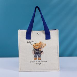 Color Printing Three-dimensional Cartoon Press Button Customized Logo Thickened Cotton Canvas Tote Bag