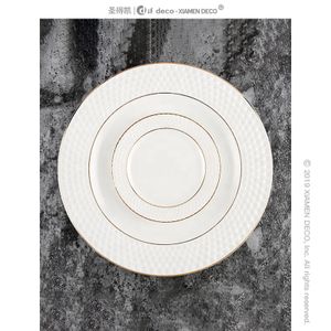 European style hand painted gold border white porcelain dishes & plates new design ceramic