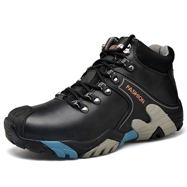 Fashion Waterproof safety Boots Mens higet top outdoor protective steel Thick toe hiking shoes