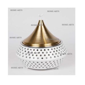 Exclusive Quality White And Golden Color Food Serving Dish In Metal Food Buffet Casserole Dish For Tableware Use