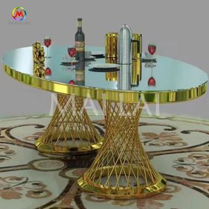 Wholesale Wedding Stainless Steel Table Round Party Wedding Banquet Table Mirror Dining Table