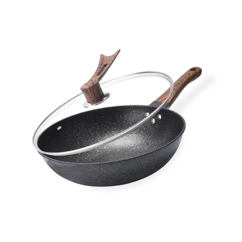 Henan Qukan Information Technology Co., Ltd. Maifan Stone Wok Non-stick Pan Household Pan Flat Bottom Aluminium Wok no Oily Smoke Cooking Pot