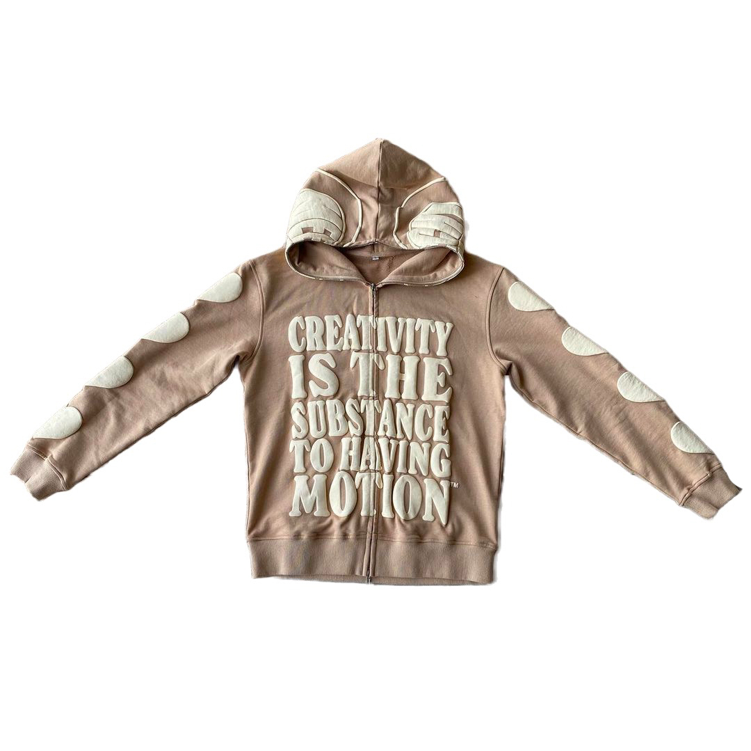 ALMIRS INTERNATIONAL Wholesale Custom Hoodies Thick Puffy Foam Print For Men With 3D Logo Full Face Zip Hoodie Puff Print Hoodies full zip us