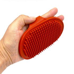 Palm Size Pet Hair Grooming Massage Rubber Brush