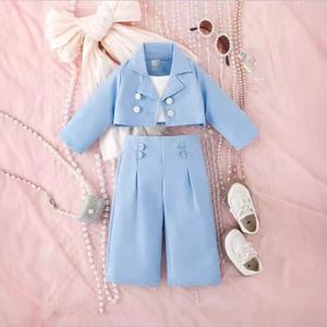 Hot Sale Summer Children Knitted Suit Kids Girls Casual 2 Pieces Sets Jacket+Shorts Baby Girls Clothes Children's Suits