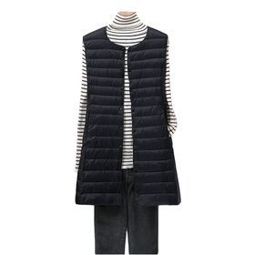 Women Winter Windproof Puffer Down Vest Long Wholesale Sleeveless Jacket Women Down Vest With Fur Collar For LadiesPopular
