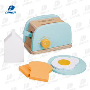 Wooden Pop-Up Toaster Play Set Kitchen Toy Interactive Early Learning Toy Toddler Pretend Play Food Set