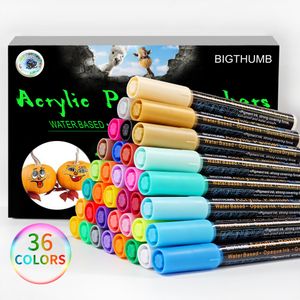 Acrylic Paint Pens - 36 Color Extra Fine Tip Markers for Painting Various Surfaces - Premium Art Supply Set
