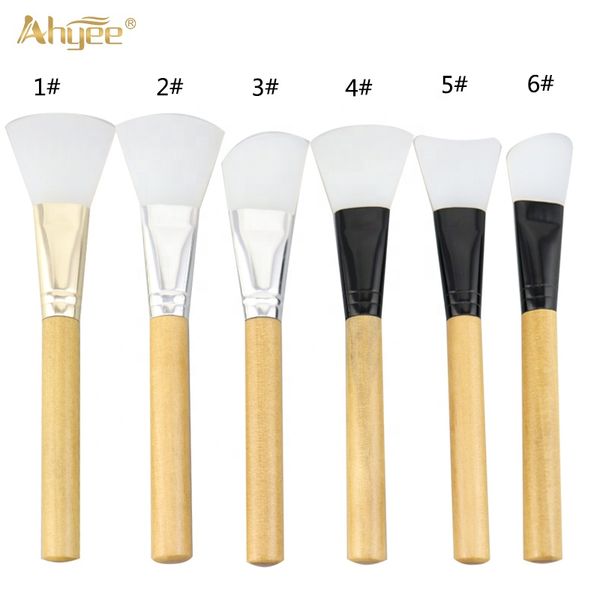 New silicone face mask brush manufacture wood handle facial mask brushes fan brush natural bamboo DIY Beauty Tools