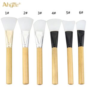 New silicone face mask brush manufacture wood handle facial mask brushes fan brush natural bamboo DIY Beauty Tools