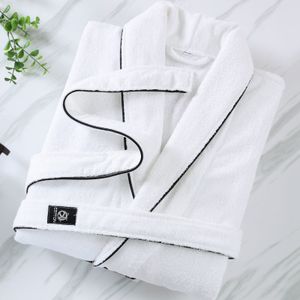 Unisex Velour Cloth Long Staple Cotton Hotel Spa Robes Bathrobe with Customized Logo