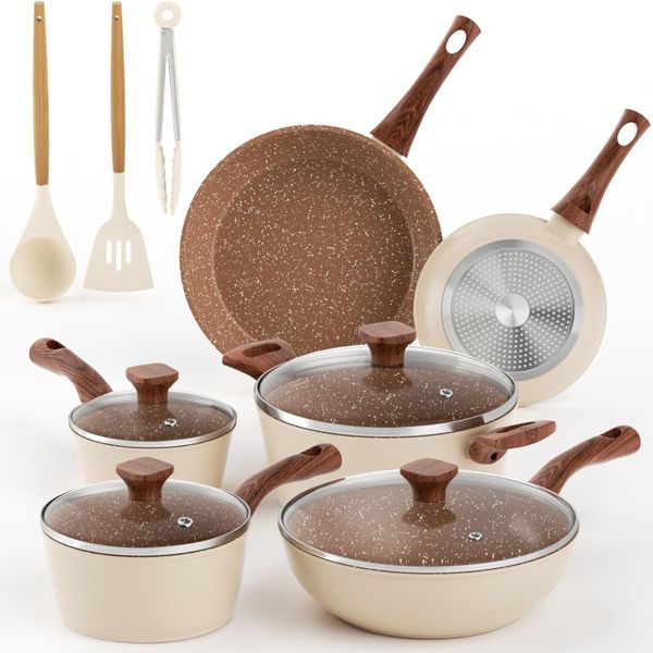Manufacturer Non-stick 13 Piece Pot and Pan Set  Die Casting Cooking Pot Cookware Set with Kitchen Accessories