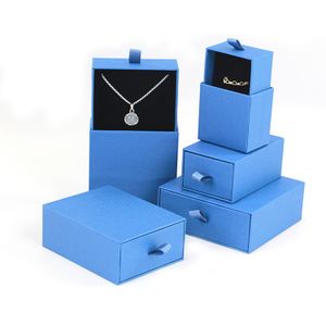 Custom Small Royal Blue Cardboard Earring Drawer Packaging Jewelry Gift Boxes With Logo