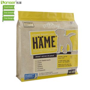 10kg Pet Food Packaging Bag Custom Printed Factory Wholesale Recyclable Flat Bottom Bags with Zipper top for Pet Food Packaging