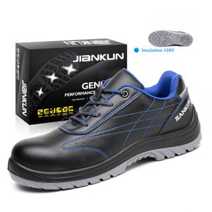 JIANKUN Wholesale Men's Genuine Leather Safety Shoes China's Waterproof Insulated 10KV Work Boots Metal-Free safeti work shoe
