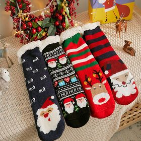 Winter Indoor Thick Thermal Slipper Fluffy Fuzzy Socks With Grips Funny Wholesale Warm Fleece Christmas SocksPopular