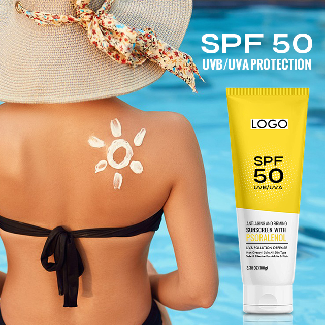 OEM Private Label Sunscreen Lotion Cream Long Lasting Tone Up Organic Facial Anti-Aging Firming SPF 50 Sunscreen with Psoralenol