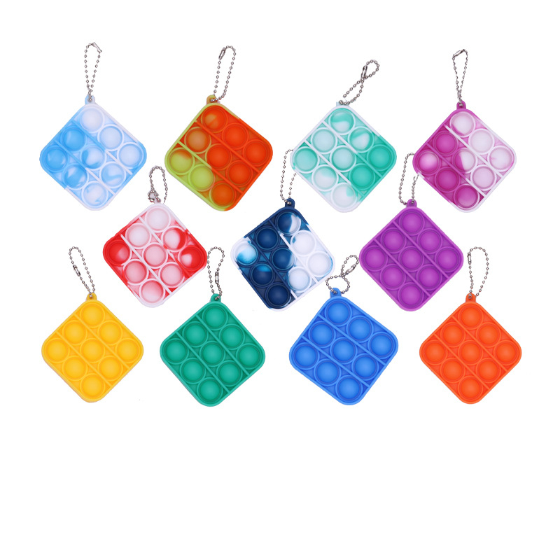 New pattern Silicone Stress Reliever Extrusion bubble popp its fidget toy Bubble Popping Game Sensory Fidget toys Keychain