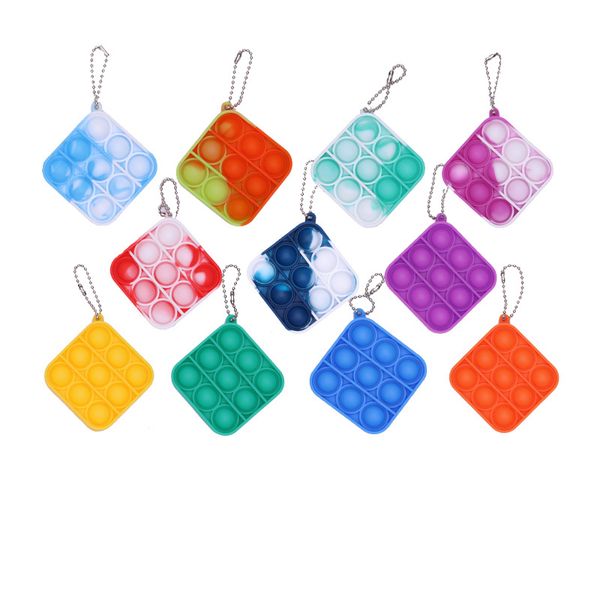 New pattern Silicone Stress Reliever Extrusion bubble popp its fidget toy Bubble Popping Game Sensory Fidget toys Keychain