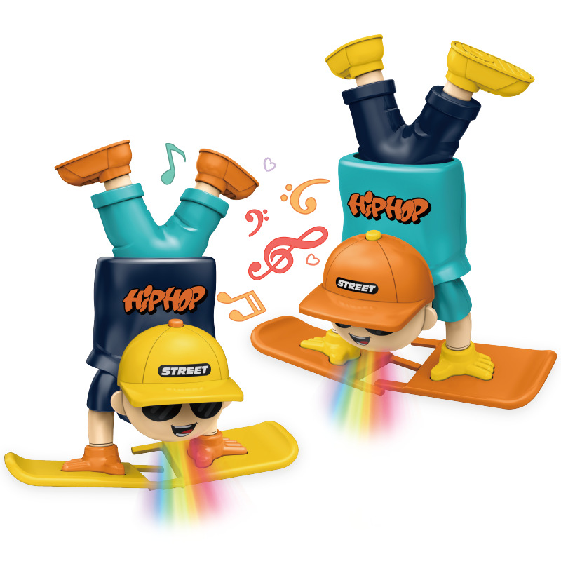 Electric Kids Walk Toys Walking On Hands Carton Street B-boy Robotic With Light Music Walking Man Hip Hop Dance Toys